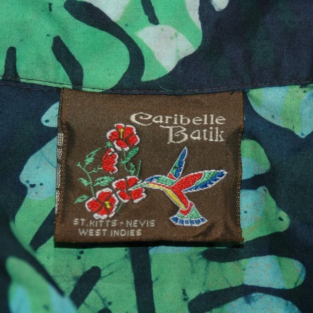 Caribelle Batik Men's Shirt L Hawaiian Caribbean Tropical Vintage - Picture 3 of 7